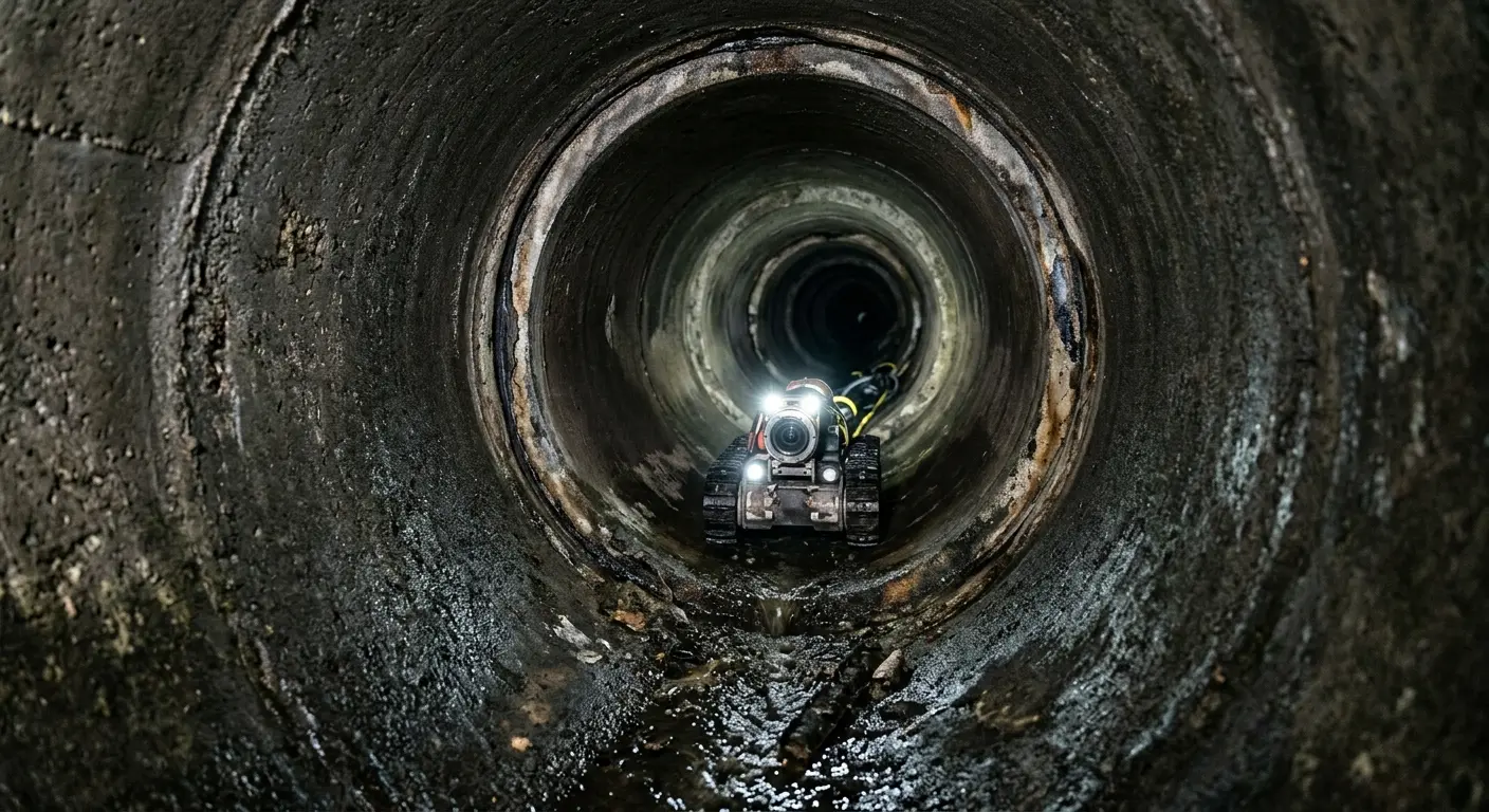 Robotic sewer camera inspecting pipe interior for Drain Snake Service in Rancho Cordova